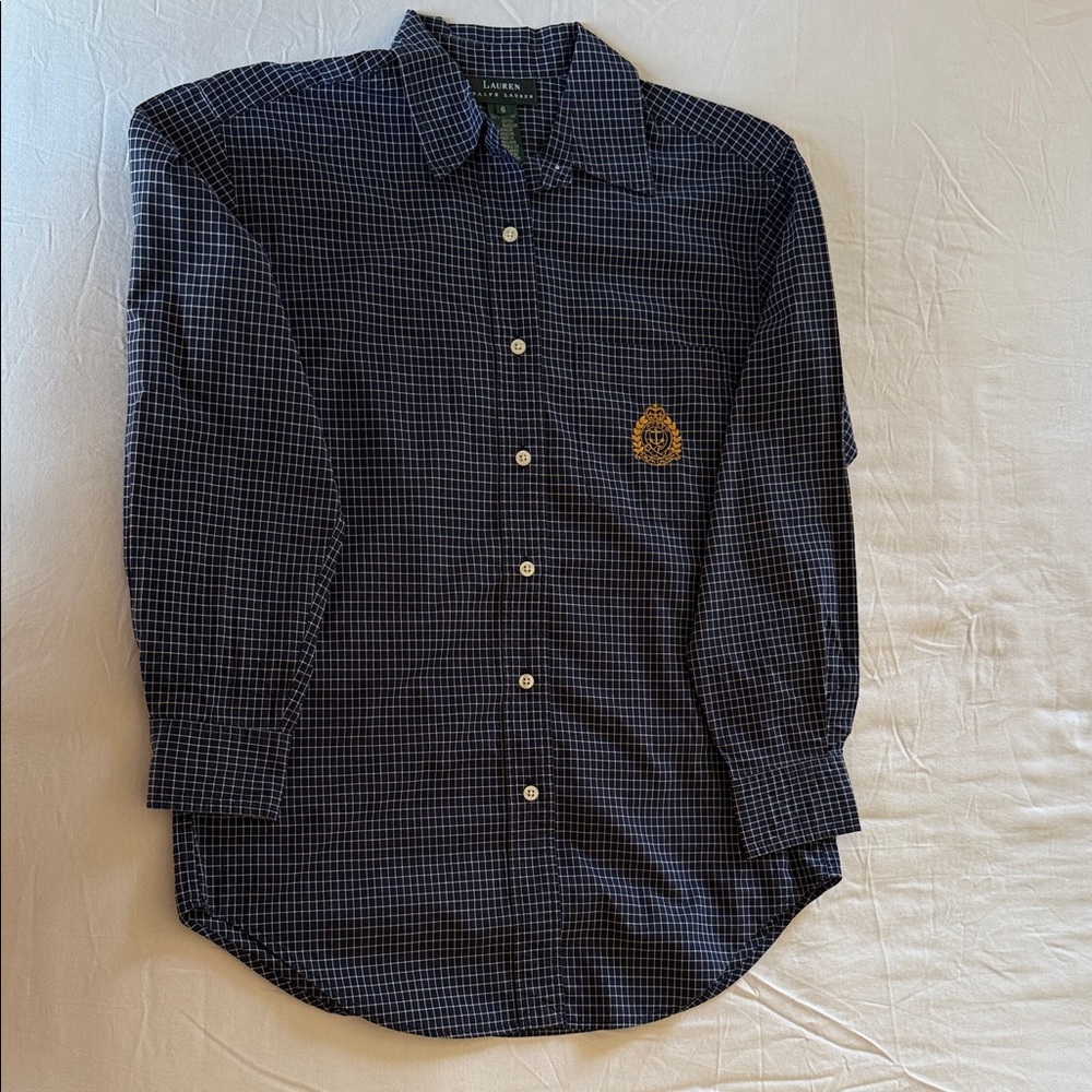 Polo Ralph Lauren Navy Checkered Women's Button Down Shirt